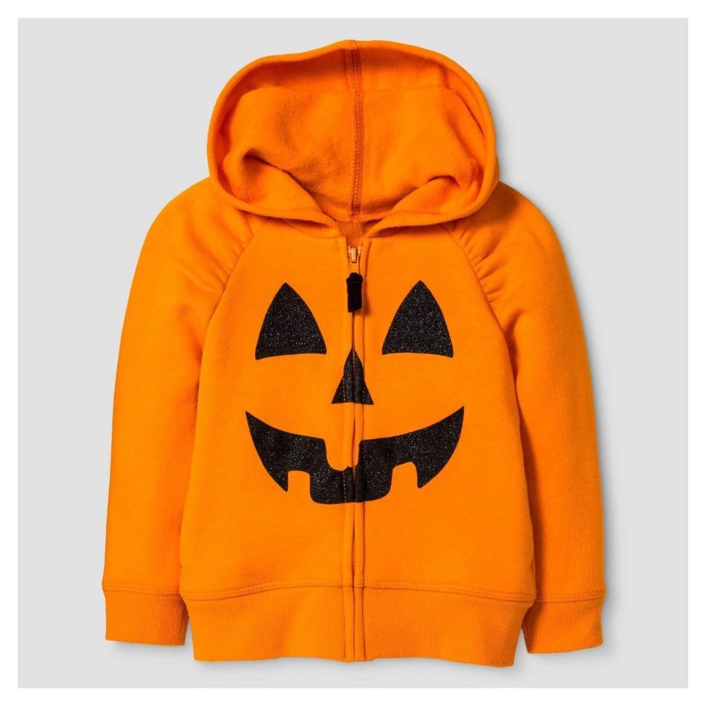 5/$20 NEW 18M Girls Cat & Jack Sparkly Pumpkin Hoodie